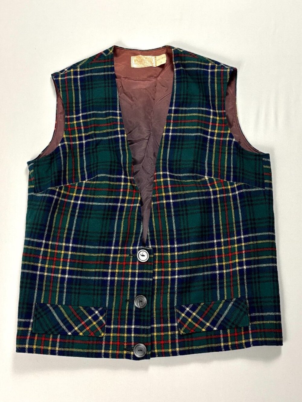 Vintage Pendleton Womens Lined Vest Green Plaid Sz S Wool Made in USA Tartan